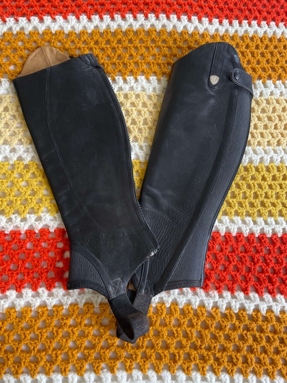 Ariat Black Leather boot chaps
